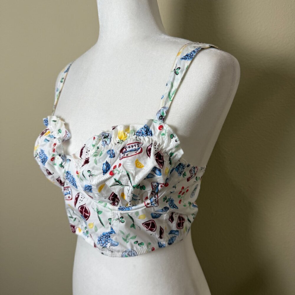 COLSIE Corset Bralette Top Coastal Travel Theme Print Size Small - Picture 3 of 9